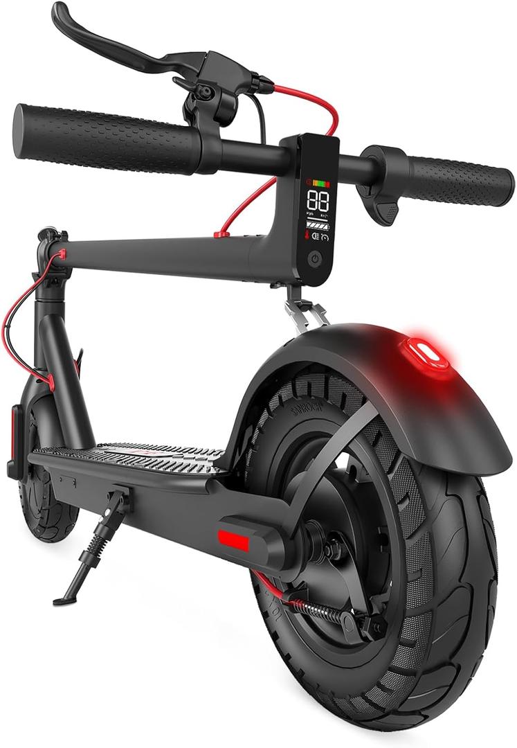 Electric Scooter with 430W Peak Motor for Adults, 10" Shock Absorbing Tires, Up to 17-Mile Range & 19MPH Speed Portable Folding Commuting E Scooter with Dual Breaking System, Seat Optional