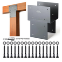 3 Pack Heavy Duty 8x8 (Actual 7.5"x7.5") Stainless Steel Post Caps Tie Bracket , Fit Connecting Wood Gazebo, Deck Patio Post and Wood Beams Bracket (Dark Gray)