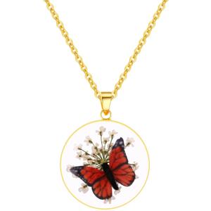Butterfly Necklace | Pressed Wildflower Necklace | Resin Necklace | Personalized | Handmand Pressed | Gift for Women 18"