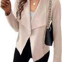 KIRUNDO Women's Faux Leather Suede Jacket 2024 Fall Fashion Light Long Sleeve Cropped Jacket Coats with Pockets(Beige Apricot, Medium)