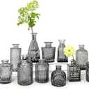 Bud Vase Set of 9, Black Bud Vases in Bulk, Small Flower Vases for Centerpieces, Mini Vintage Vase for Rustic Wedding, Home,Table Decoration