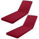 Comcaver Outdoor Chaise Lounge Cushion Set of 2, Fadesafe Water-Repellent Lounge Deck Reclining Chair Cushions for Patio Furniture Lawn Pool Resort Hotel, 80x26x3 Inch, Burgundy