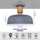 Darkaway Dusk to Dawn Industrial Semi Ceiling Light Fixtures, Flush Mount Indoor Outdoor Ceiling Light with Blue Hammered Metal Shade Outdoor Porch Foyer Entryway