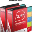 Performore Premium 3 Ring Binder, Professional Angle D Ring 2.5 Inch, Presentation Folder for Standard Pages 8.5 x 11 with Pockets, Crystal Clear View Black (2 Pack)