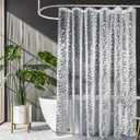 UFRIDAY Clear Shower Curtain 48 x 72 inches,3D Cobblestone Stall Shower Curtain Liner for Bathroom Water Repellent EVA Plastic Shower Liners with 2 Big Heavy Magnets