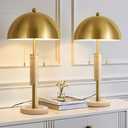 KAISITE 24" Modern Table Lamps Set of 2 for Living Room Gold Metal Nightstand Lamp with High-Grade Decorative Travertine Mid Century Table Lamp for Bedroom End Table Side Table Bedside