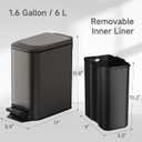 TIPGO Slim Bathroom Trash Can with Lid Soft Close, 6 Liter / 1.6 Gallon Stainless Steel Garbage Can with Removable Inner Bucket, Step Pedal, Small Trash Cans for Bedroom, Office, Kitchen (Black Gold)