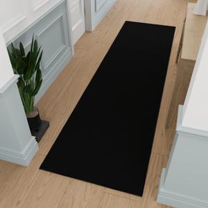Ottomanson Hallway Runner Rug 2'7" x 12' Non Slip Solid Area Rugs Easy to Clean Laundry Rug Runner Durable & Pet Friendly Floor Carpet Runners for Hallways Entryway Living Room Kitchen, Black