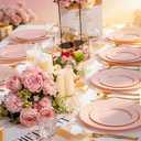 FLOWERCAT 200PCS Pink Plastic Plates Disposable Plates for Party - Heavy Duty Plastic Plates - 100 10" Pink Dinner Plates and 100 7" Pink Salad Plates for Weddings,Parties,Mother's Day