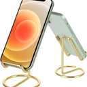 ROPOSY 2 Pack Cell Phone Stand for Desk, Cute Metal Gold Cell Phone Stand Holder Desk Accessories, Compatible with All Mobile Phones, iPhone, iPad