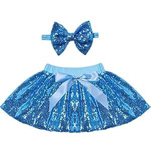 Cilucu Baby Girls Skirts Sparkly Sequin Kids Birthday Party Skirts Girls Princess Mini Skirts (5T, Pink)