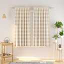Buffalo Check Curtains 45 inches Long Cotton Basement Beige and White Gingham Plaid Kitchen Window Panels Living Room Checker Drapes Bedroom Rod Pocket Window Treatment 2 Panels