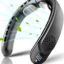 Portable Neck Fan, 4 Turbo Neck Fan, 4000 mAh Battery Operated, USB Rechargeable Personal Fan, 3 Speeds, 360 Cooling Airflow, LED Display, Wearable Fan for Home, Office, Travel, Gifts (Black)