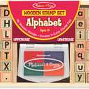 Melissa & Doug Wooden Alphabet Stamp Set - 56 Stamps with Lower-Case and Capital Letters Preschool Writing Toys, ABC Stamps, Kids Arts & Crafts, Letter for Kids Ages 4+