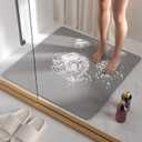 Square Shower Mat, 24''X24'' Super Non Slip Shower Mats for Inside Shower, Soft PVC Loofah Bath Mat Without Suction Cups for Tub, Quick-Dry, Easy Clean Bathroom Floor Accessories, Grey