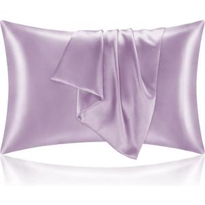 BEDELITE Satin Pillowcase for Hair and Skin, Super Soft and Cooling Similar to Silk Pillow Cases 2 Pack with Envelope Closure, Gift for Women Men(20"x26" Standard Size, Lavender)