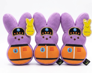 PEEPS Plush Space Bunny Dog Toys, 3-Pack – Squeaky Astronaut Bunny Plushies for Small & Medium Dogs, Official Peeps Easter & Everyday Pet Toys