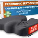 5 STARS UNITED Seat Cushion - Memory Foam Chair Cushion for Tailbone Pain Relief - Ergonomic Support for Coccyx, Sciatica & Butt - Office, Desk & Gaming Chair, Car Seat, Wheelchair, Airplane, D Gray, Large