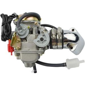 GOOFIT 4 Stroke PD24J Carburetor with Intake Manifold Pipe for GY6 125cc 150cc 152QMI 157QMJ 1P57QMJ ATV Scooter