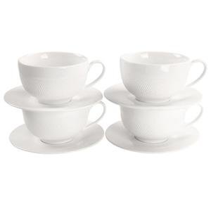 jinsongdafa Coffee Mugs Set,Ceramic Tea Cup with saucer, Espresso Cups 8-piece, Stackable Cups, for Latte,Hot Tea,Cappuccino, Mocha, Cocoa, dishwasher, oven, microwave safe, Best gift, 12 Oz(350ML)