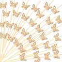 200PCS Disposable Bamboo Sticks for Party Decorations Cocktail Picks for Drinks,4.7 Inch Fruit Honeycomb Food Sticks Skewers Toothpicks with Butterfly Shape for Appetizers Hawaiian Party Beach Holiday
