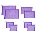 Glamlily Set of 8 Mesh Makeup Bags with Zipper (3 Size, Purple)