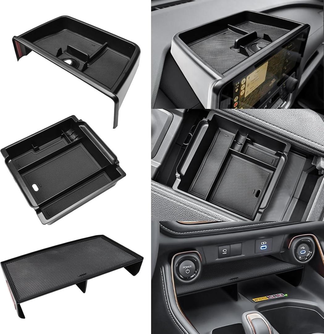 3PCS Center Console Organizer Set Compatible with 2024 2025 2026 Toyota Grand Highlander Accessories  Dashboard Organizer + Front Console Insert Divider + Armrest Storage Box, ABS Storage Tray