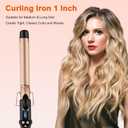 Curling Iron 1 Inch for Medium and Long Hair Professional Tourmaline Ceramic Barrel Curler with Clamp Dual Voltage Adjustable Temperature Long-Lasting Results Black