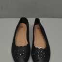 Women's Ballet Flats Black PU Leather Dress Shoes Comfortable Round Toe Slip on Flats with Breathable Eyelets(Black.US7.5)