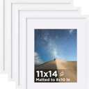 KINLINK 11x14 Picture Frame Set of 4, Wooden 14x11 Photo Frames with Plexiglass for 8x10 Picture with Mat or 11x14 Without Mat, Art Collage for Wall Gallery and Tabletop Display, 11 x 14 Frame White