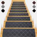 Stair Treads for Wooden Steps 15pcs - 8x30in Carpet Stairs Runner Indoor Non-Slip Stair Mats for Kids Elders and Pets (Flower Grey)