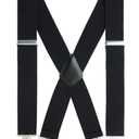 Suspenders for Men and Women - 2 Inch Wide X-Back Adjustable Elastic for Work, Heavy Duty (Black)