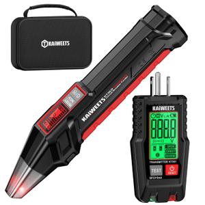 KAIWEETS Circuit Breaker Finder with LCD Display, GFCI Outlet Tester, Electrical Circuit Tracer Tool with NCV Test & Flashlight, Includes Carrying Case - KT301