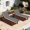 Only choice Outdoor Chaise Lounge Cushion Set of 2, 75" x 24" Lounge Chair Cushion Water-Resistant & Fade-Resistant for Lawn, Pool, Replacement Seat Cushion for Patio (Black/White Striped)