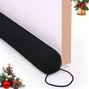 hyha 38 Inch Door Draft Stopper, Blocks Hot Cold Air with Removable Washable Cover, Gaps Up to 3 Inch, All-Season Noise and Wind Seal, Under Draft Stopper for Bottom of Door Window, Black