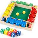 Shut The Box Dice Game 2-4 Players, Wooden Board Table Math Game with 8 Dices, Classic Tabletop Version Family Games for Adults and Kids