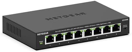 NETGEAR 8-Port Gigabit Ethernet Easy Smart Managed Essentials Switch (GS308E) - Desktop or Wall Mount, Home Network Hub, Office Ethernet Splitter, Silent Operation