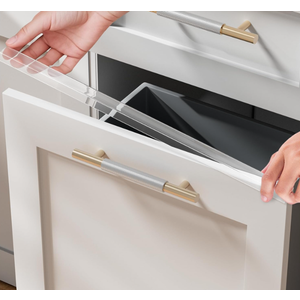4 Pack Cabinet Protectors for Kitchen Cabinets, 18" Length Clear Cabinet Door Protector Edge Guard 3/4" Thick for Kitchen Drawer Fronts, Slip-On Plastic Edge Guard to Protect Sink & Trash Drawer | Clear PVC Edge Guard with 3/4" Thickness and 0.65" Height, Slip-On Plastic Edge Guard to Protect Sink & Trash Drawer