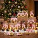 Yexiya 50 Sets Valentines Wreath Candy Bags with Ribbon Bow Twist Ties and Long Clear Treat Bags for Party Favor Easter Wedding DIY Candy Wrapping Gifts Chocolate Bag(Pink,2.4 x 21.7 Inch)