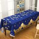 Rtteri 60 x 84 Inches Ramadan Tablecloth Decorations Eid Mubarak Washable Tablecloths Ramadan Cloths Polyester Eid Al Fitr Party Table Covers for Rectangle Table Dining Room Kitchen Decor(Blue)