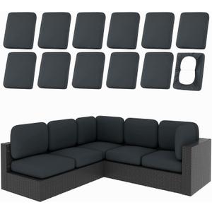 hyha 12Pcs Patio Cushion Covers, Stretch Outdoor Couch Cushion Covers, Washable Outdoor Chair/Sofa Slipcovers for Patio Furniture Cushions Protector with Elastic Bottom(Dark Gray,Cover Only)
