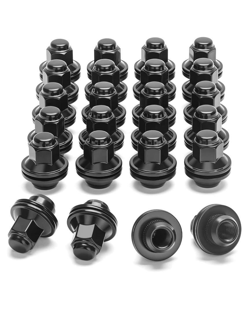 M14x1.5 Lug Nuts for Toyota Tacoma Tundra, 24pcs One Piece 14x1.5 Black Lug Nuts 13/16" Hex Fit for Toyota 4Runner Sequoia 6 Lug Wheels, Part No 90942-A1007 90942-01121