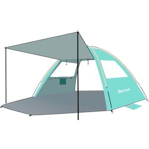 Gorich Beach Tent with Canopy - Easy Setup 3-6 Person Portable Sun Shelter, UPF 50+ UV Protection Sun Shade, Lightweight & Compact Beach Cabana for Family Travel (Turquoise)