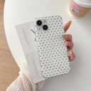 QLTYPRI Cute Phone Case for iPhone 15 Case Polka Dot Fashion Aesthetic Design for Women Girls, Slim TPU Shockproof Protective Phone Cover for iPhone 15 - White