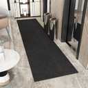 Ottomanson Non Slip Rug with Scraper Pile Durable for Indoor and Outdoor Use, Black, 2' x 12'
