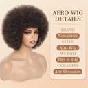 Dark Brown Afro Wigs for Black Women 70s Afro Kinky Curly Wig with Bangs Bouncy Fluffy Puff Wigs 4# Synthetic Hair for Cosplay Daily and Party (Dark Brown)