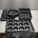 Terlulu 10-Piece Baking Pans Set, Bakeware Sets Nonstick, Baking Set for Oven Cooking, Stackable Carbon Steel Set Include Cookie Sheets, Muffin Pan, Cake Pan, Pizza Pan, Loaf Pan, Roasting Pan, Black