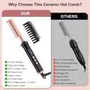 Hot Comb for Lace Front Wigs, Ceramic Electric Straightening Combs with 14 Temperature Settings & Auto Shut Off, Dual Voltage Travel Pressing Comb Set for Black Women Hair