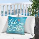 AnyDesign Summer Beach Pillow Cover Funny Gnome Starfish Throw Pillow Case Blue Ocean Beach Cushion Cover for Indoor Outdoor Home Bed Sofa Decoration, 18 x 18 Inch, Set of 4