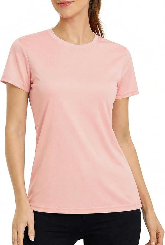 Boladeci Pink Tops for Woman Short Sleeve V Neck UV Shirt Sun Protection SPF Swim Shirts Rash Guard Summer Tops for Women 2025 Athletic Workout Large